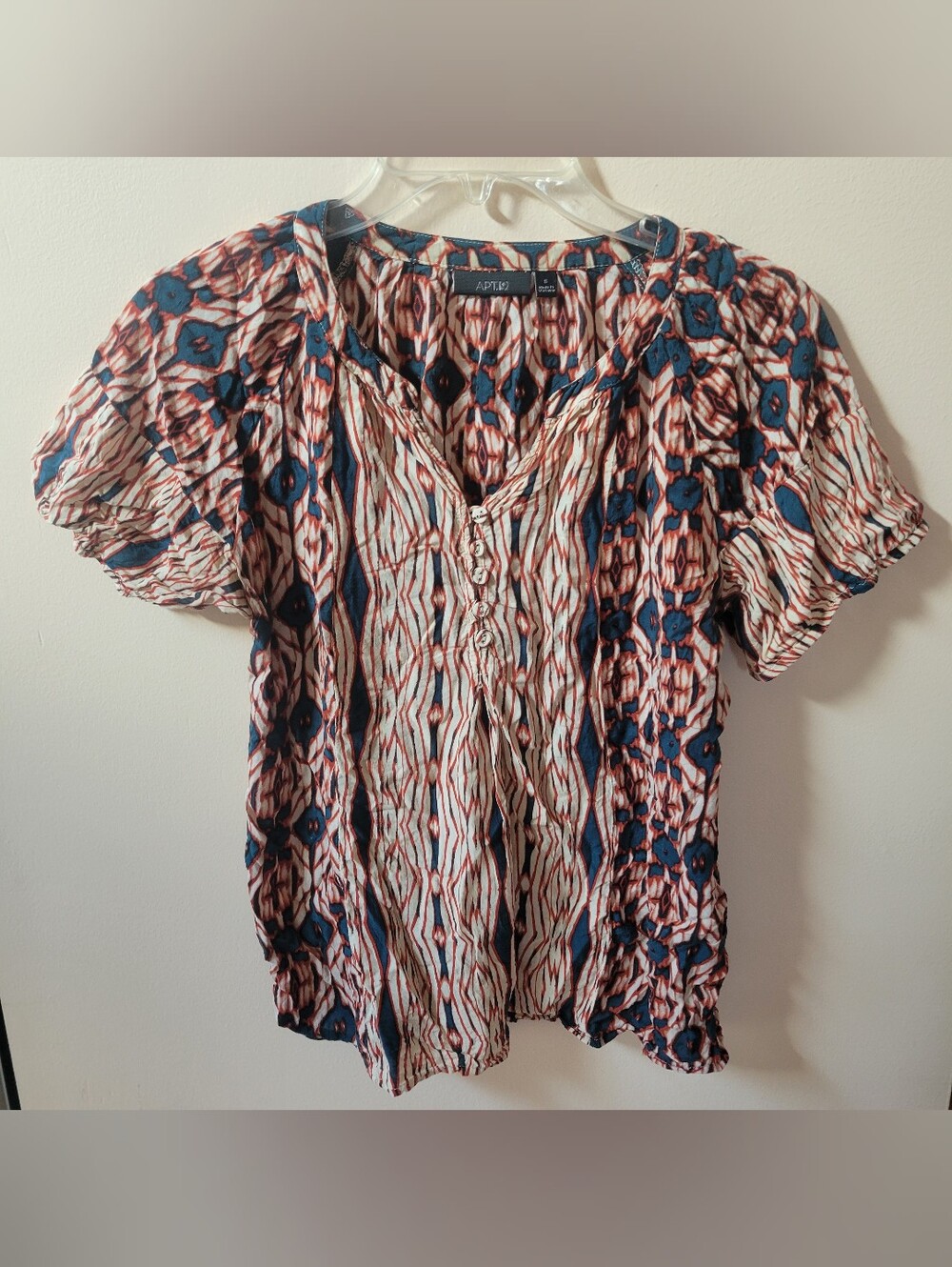 Apt 9 Boho Print Short Sleeve Blouse
